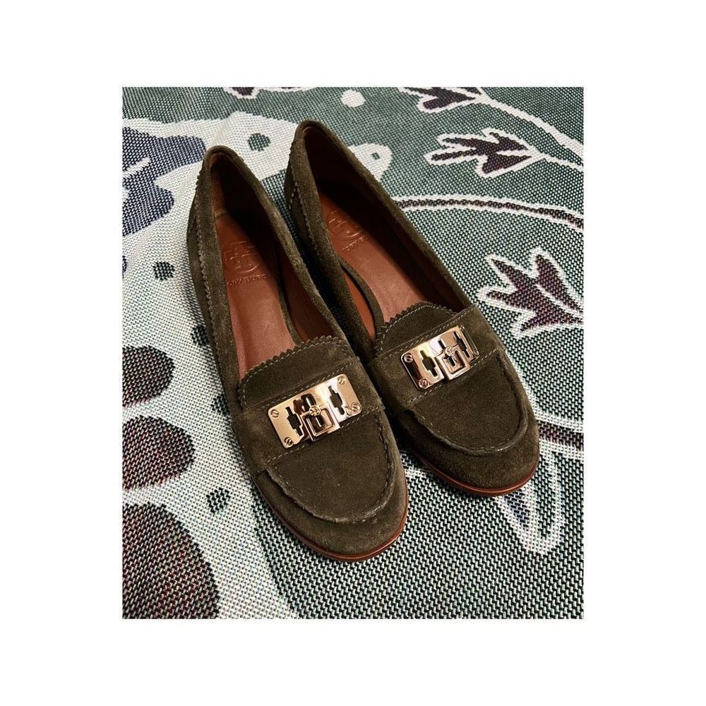 Tory Burch Suede Leather Green Loafers Women’s Size 7.5